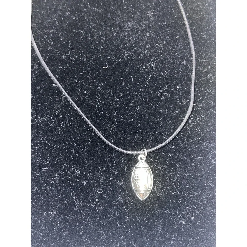 Football Necklace Rope sterling silver Charm Finish Silver Play Ball New